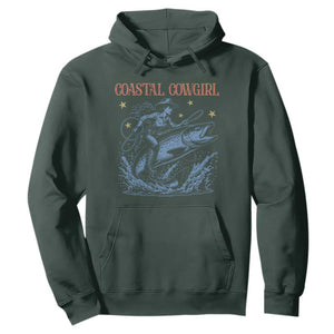 Coastal Cowgirl Hoodie Funny Western Country Rodeo Cowgirl Fishing TS10 Dark Forest Green Print Your Wear
