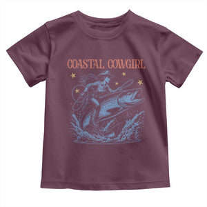 Coastal Cowgirl Toddler T Shirt Funny Western Country Rodeo Cowgirl Fishing TS10 Maroon Print Your Wear