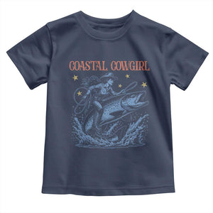 Coastal Cowgirl Toddler T Shirt Funny Western Country Rodeo Cowgirl Fishing TS10 Navy Print Your Wear