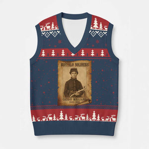 Cathay Williams V-Neck Knit Sweater Vest Buffalo Soldier First African American Female Soldier TS10 Navy Red Print Your Wear