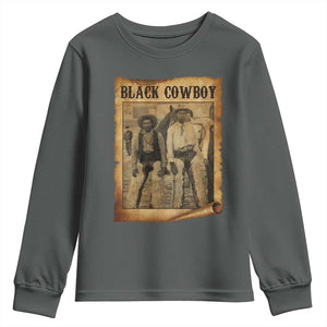Black Cowboys Youth Sweatshirt Vintage African American Western Black History TS10 Dark Heather Print Your Wear