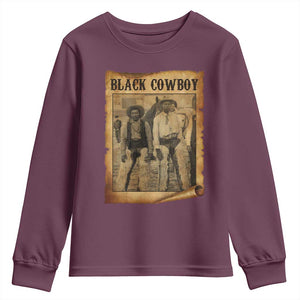 Black Cowboys Youth Sweatshirt Vintage African American Western Black History TS10 Maroon Print Your Wear