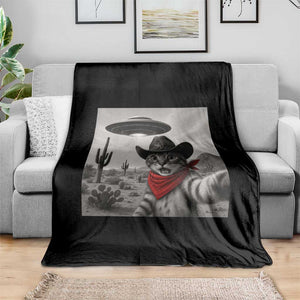 Vintage UFO Cowboy Cat Throw Blanket Retro 90s Western Rodeo Kitten Cat Selfie With Alien UFO TS10 Print Your Wear