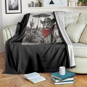 Vintage UFO Cowboy Cat Throw Blanket Retro 90s Western Rodeo Kitten Cat Selfie With Alien UFO TS10 Print Your Wear