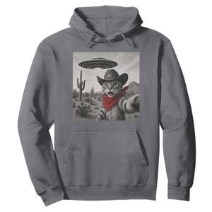 Vintage UFO Cowboy Cat Hoodie Retro 90s Western Rodeo Kitten Cat Selfie With Alien UFO TS10 Charcoal Print Your Wear
