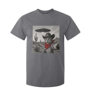 Vintage UFO Cowboy Cat T Shirt For Kid Retro 90s Western Rodeo Kitten Cat Selfie With Alien UFO TS10 Charcoal Print Your Wear