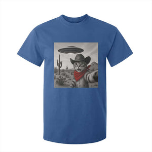 Vintage UFO Cowboy Cat T Shirt For Kid Retro 90s Western Rodeo Kitten Cat Selfie With Alien UFO TS10 Royal Blue Print Your Wear