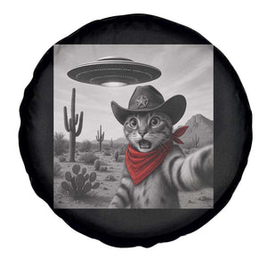 Vintage UFO Cowboy Cat Spare Tire Cover Retro 90s Western Rodeo Kitten Cat Selfie With Alien UFO TS10 Print Your Wear