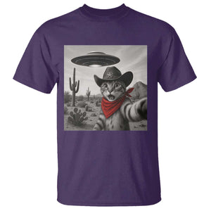 Vintage UFO Cowboy Cat T Shirt Retro 90s Western Rodeo Kitten Cat Selfie With Alien UFO TS10 Purple Print Your Wear