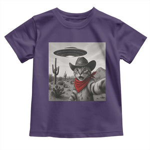 Vintage UFO Cowboy Cat Toddler T Shirt Retro 90s Western Rodeo Kitten Cat Selfie With Alien UFO TS10 Purple Print Your Wear