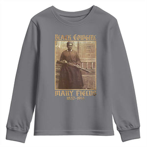 Mary Fields Black Cowgirl Youth Sweatshirt Vintage African American Western Black History TS10 Charcoal Print Your Wear