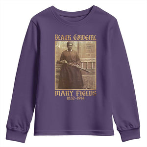 Mary Fields Black Cowgirl Youth Sweatshirt Vintage African American Western Black History TS10 Purple Print Your Wear