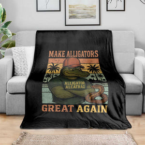 Retro Alligator Alcatraz Throw Blanket Funny Florida Everglades Dark Humor TS10 Print Your Wear
