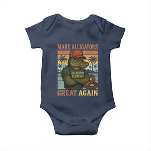 Retro Alligator Alcatraz Baby Onesie Funny Florida Everglades Dark Humor TS10 Navy Print Your Wear