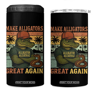 Retro Alligator Alcatraz 4 in 1 Can Cooler Tumbler Funny Florida Everglades Dark Humor TS10 One Size: 16 oz Black Print Your Wear