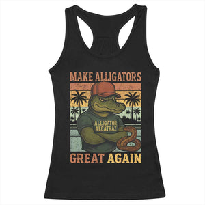 Retro Alligator Alcatraz Racerback Tank Top Funny Florida Everglades Dark Humor TS10 Black Print Your Wear
