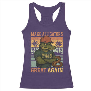 Retro Alligator Alcatraz Racerback Tank Top Funny Florida Everglades Dark Humor TS10 Purple Print Your Wear
