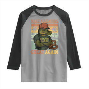 Retro Alligator Alcatraz Raglan Shirt Funny Florida Everglades Dark Humor TS10 Sport Gray Black Print Your Wear