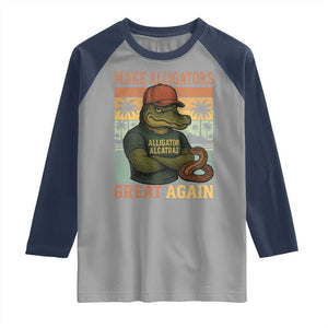 Retro Alligator Alcatraz Raglan Shirt Funny Florida Everglades Dark Humor TS10 Sport Gray Navy Print Your Wear