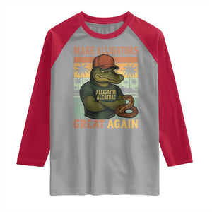 Retro Alligator Alcatraz Raglan Shirt Funny Florida Everglades Dark Humor TS10 Sport Gray Red Print Your Wear