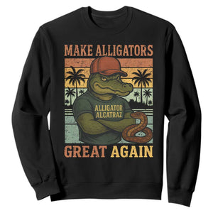 Retro Alligator Alcatraz Sweatshirt Funny Florida Everglades Dark Humor TS10 Black Print Your Wear