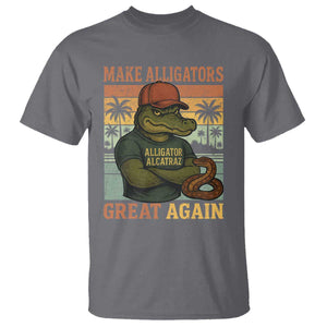 Retro Alligator Alcatraz T Shirt Funny Florida Everglades Dark Humor TS10 Charcoal Print Your Wear