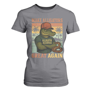 Retro Alligator Alcatraz T Shirt For Women Funny Florida Everglades Dark Humor TS10 Charcoal Print Your Wear