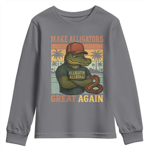 Retro Alligator Alcatraz Youth Sweatshirt Funny Florida Everglades Dark Humor TS10 Charcoal Print Your Wear