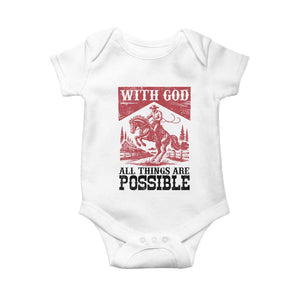 Christian Cowboy Baby Onesie Vintage Christian All Things Are Possible Encouraging Bible Verse TS10 White Print Your Wear