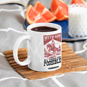Christian Cowboy Coffee Mug Vintage Christian All Things Are Possible Encouraging Bible Verse TS10 Print Your Wear