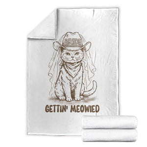 Cowgirl Bride Cat Throw Blanket Vintage Cow Cat Rodeo Bachelorette TS10 White Print Your Wear