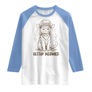 Cowgirl Bride Cat Raglan Shirt Vintage Cow Cat Rodeo Bachelorette TS10 White Carolina Blue Print Your Wear