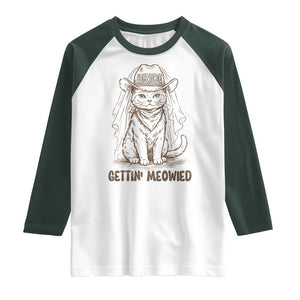 Cowgirl Bride Cat Raglan Shirt Vintage Cow Cat Rodeo Bachelorette TS10 White Dark Forest Green Print Your Wear