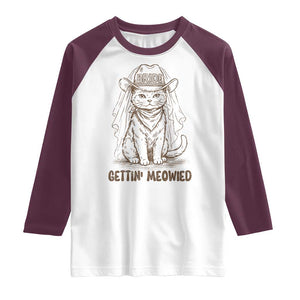 Cowgirl Bride Cat Raglan Shirt Vintage Cow Cat Rodeo Bachelorette TS10 White Maroon Print Your Wear