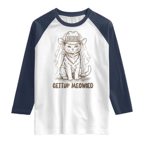 Cowgirl Bride Cat Raglan Shirt Vintage Cow Cat Rodeo Bachelorette TS10 White Navy Print Your Wear
