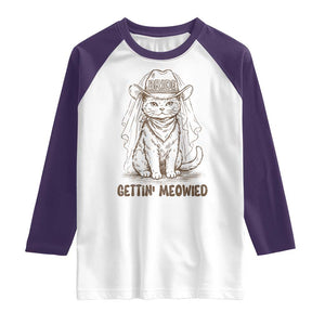 Cowgirl Bride Cat Raglan Shirt Vintage Cow Cat Rodeo Bachelorette TS10 White Purple Print Your Wear