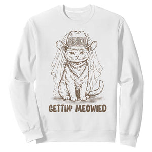 Cowgirl Bride Cat Sweatshirt Vintage Cow Cat Rodeo Bachelorette TS10 White Print Your Wear
