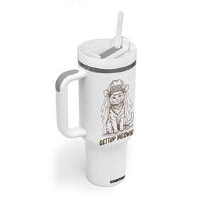 Cowgirl Bride Cat Tumbler With Handle Vintage Cow Cat Rodeo Bachelorette TS10 Print Your Wear