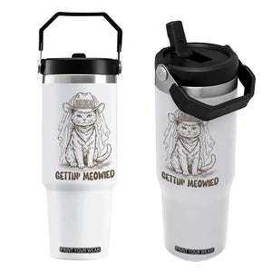 Cowgirl Bride Cat Flip Straw Tumbler Vintage Cow Cat Rodeo Bachelorette TS10 One Size: 30 oz White Print Your Wear