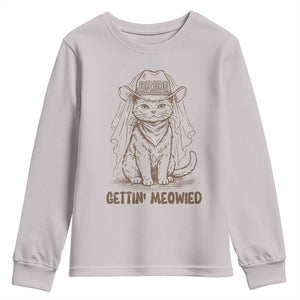 Cowgirl Bride Cat Youth Sweatshirt Vintage Cow Cat Rodeo Bachelorette TS10 Ice Gray Print Your Wear