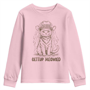 Cowgirl Bride Cat Youth Sweatshirt Vintage Cow Cat Rodeo Bachelorette TS10 Light Pink Print Your Wear
