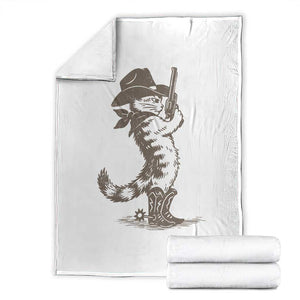 Vintage Cowboy Cat Throw Blanket Retro 90s Western Country Rodeo Kitten Cowgirl TS10 White Print Your Wear