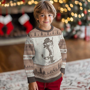 Vintage Cowboy Cat Ugly Christmas Sweater Retro 90s Western Country Rodeo Kitten Cowgirl TS10 Mocha Mousse Print Your Wear