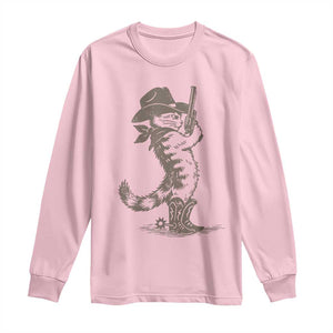 Vintage Cowboy Cat Long Sleeve Shirt Retro 90s Western Country Rodeo Kitten Cowgirl TS10 Light Pink Print Your Wear