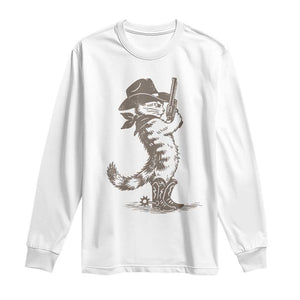 Vintage Cowboy Cat Long Sleeve Shirt Retro 90s Western Country Rodeo Kitten Cowgirl TS10 White Print Your Wear
