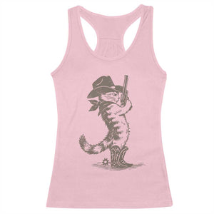 Vintage Cowboy Cat Racerback Tank Top Retro 90s Western Country Rodeo Kitten Cowgirl TS10 Light Pink Print Your Wear