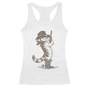 Vintage Cowboy Cat Racerback Tank Top Retro 90s Western Country Rodeo Kitten Cowgirl TS10 White Print Your Wear