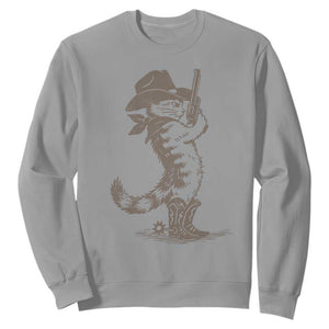 Vintage Cowboy Cat Sweatshirt Retro 90s Western Country Rodeo Kitten Cowgirl TS10 Sport Gray Print Your Wear