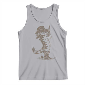 Vintage Cowboy Cat Tank Top Retro 90s Western Country Rodeo Kitten Cowgirl TS10 Athletic Heather Print Your Wear