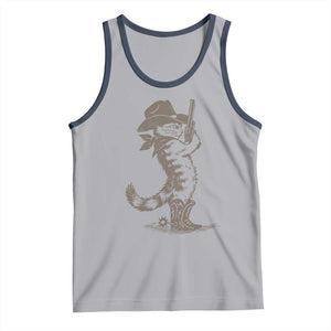 Vintage Cowboy Cat Tank Top Retro 90s Western Country Rodeo Kitten Cowgirl TS10 Athletic Heather Navy Print Your Wear